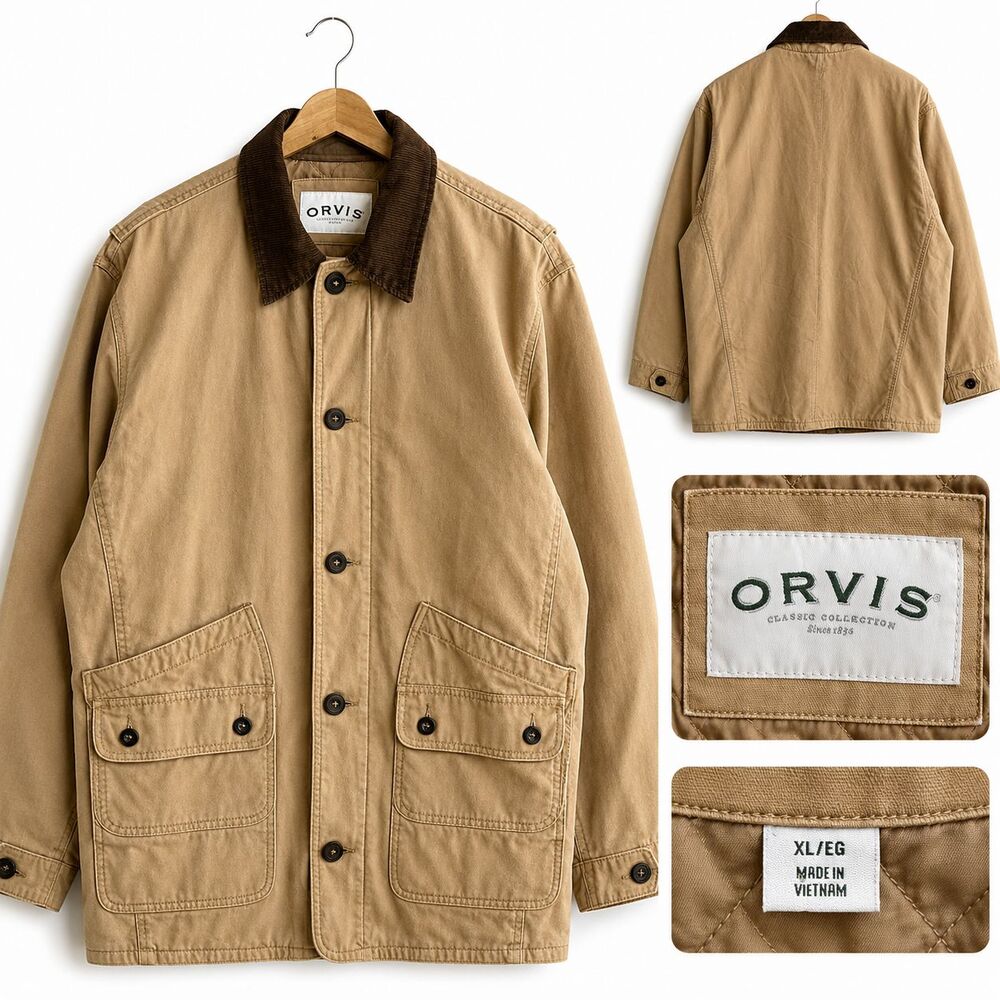 Orvis Classic Canvas Chore Barn Field Coat Quilted Lining Men's Size XL Outdoor